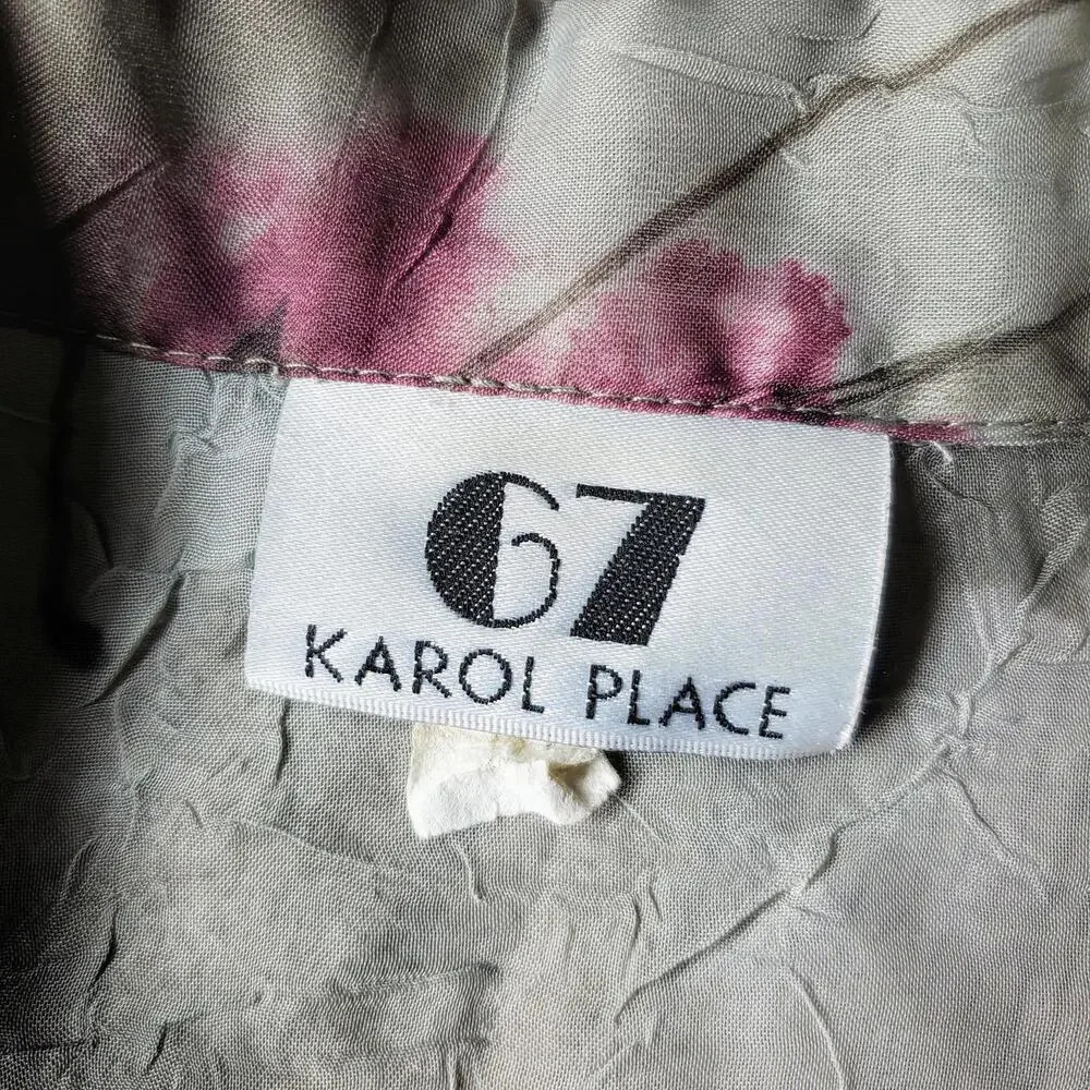 67 Karol Place Vintage Floral Sheer Short Sleeve Button Down Blouse Size Medium - Picture 3 of 12